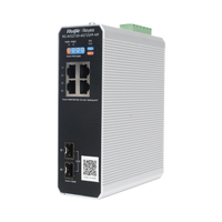 Switch Industrial PoE+ hasta 180 watts , Ideal para temperaturas Extremas y protección contra descargas, 1 puerto PoE++ 60W y 3 puertos PoE+ 30W, 2 SFP Uplink