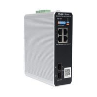 Switch Industrial PoE+ hasta 180 watts , Ideal para temperaturas Extremas y protección contra descargas, 1 puerto PoE++ 60W y 3 puertos PoE+ 30W, 2 SFP Uplink
