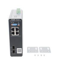 Switch Industrial PoE+ hasta 180 watts , Ideal para temperaturas Extremas y protección contra descargas, 1 puerto PoE++ 60W y 3 puertos PoE+ 30W, 2 SFP Uplink