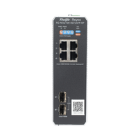 Switch Industrial PoE+ hasta 180 watts , Ideal para temperaturas Extremas y protección contra descargas, 1 puerto PoE++ 60W y 3 puertos PoE+ 30W, 2 SFP Uplink