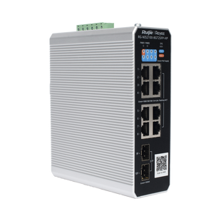 Switch Industrial PoE+ hasta 300 watts , Ideal para temperaturas Extremas y protección contra descargas, 1 puerto PoE++ 60W y 7 puertos PoE+ 30W, 2 SFP Uplink