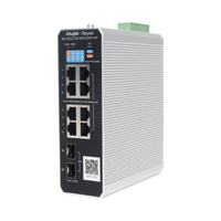 Switch Industrial PoE+ hasta 300 watts , Ideal para temperaturas Extremas y protección contra descargas, 1 puerto PoE++ 60W y 7 puertos PoE+ 30W, 2 SFP Uplink