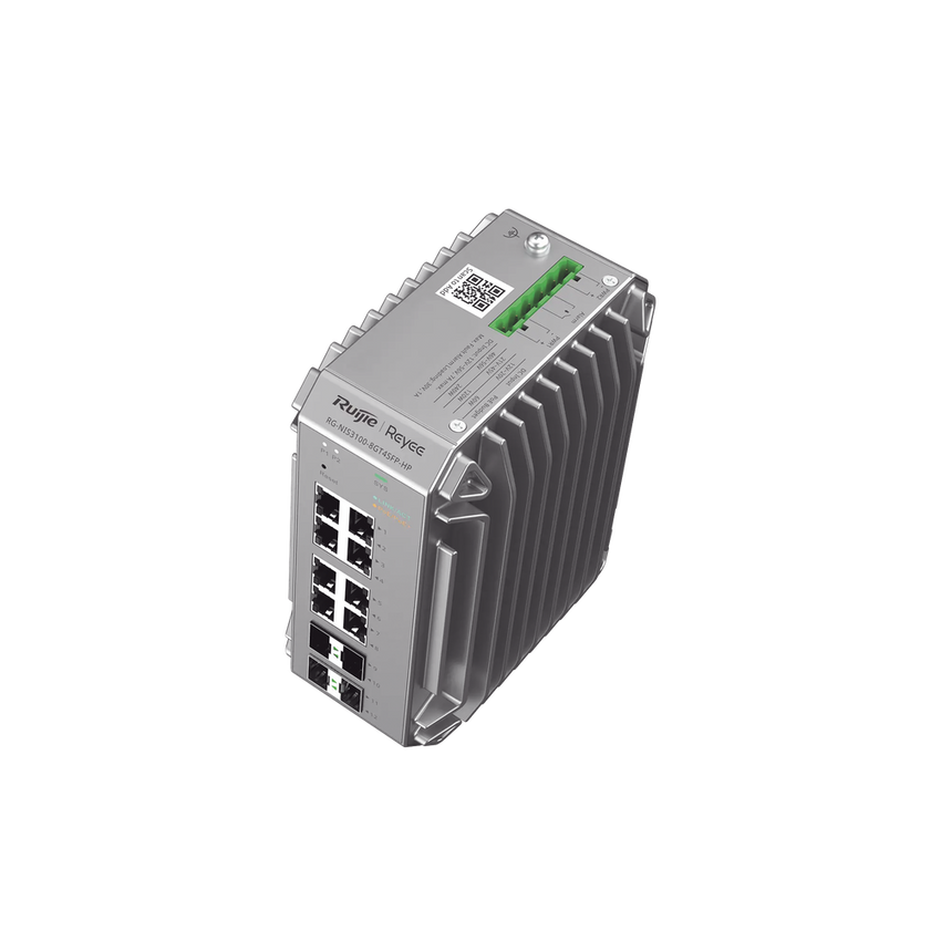Switch Industrial PoE, Ideal para temperaturas Extremas y protección contra descargas, 8 Puertos Gigabit PoE 802.3 af/at, 4 Puertos SFP Administrable Cloud