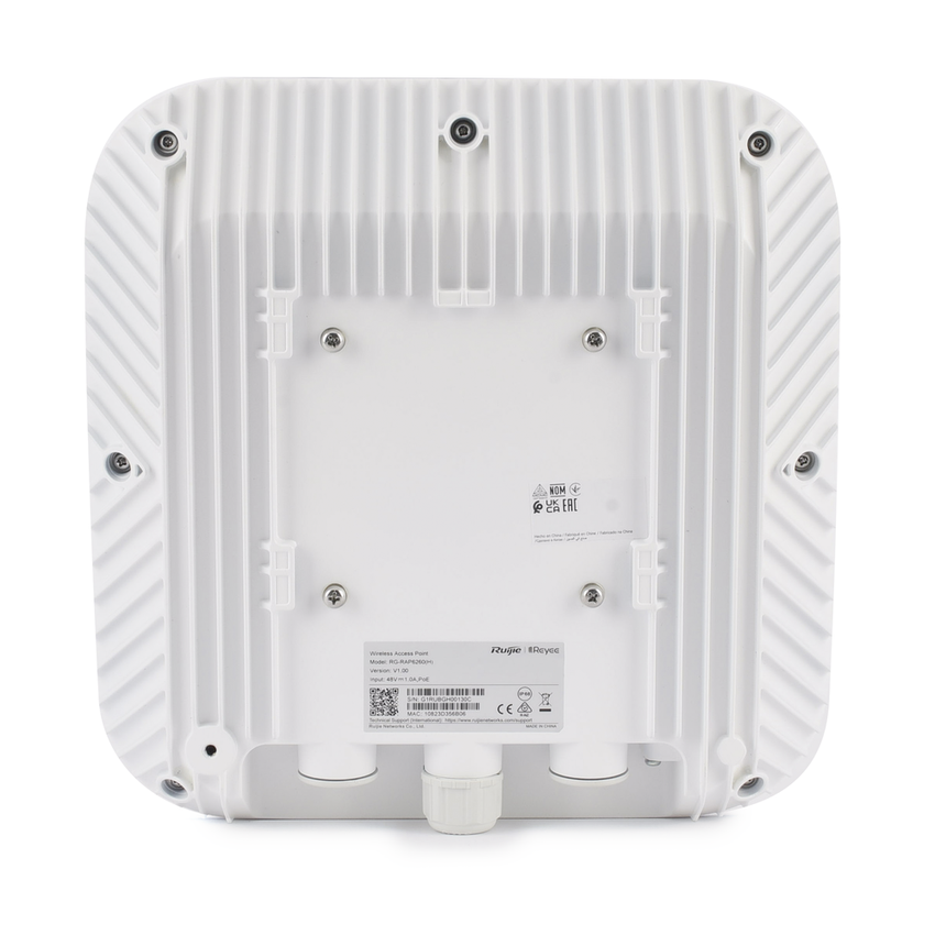 Punto de Acceso Mesh Wi-Fi 6 Industrial para Exterior Omnidireccional 5.95Gbps, MU-MIMO 4x4, 360°, Filtros Anti Interferencia y Auto Optimización con IA, puerto eth 2.5G y SFP