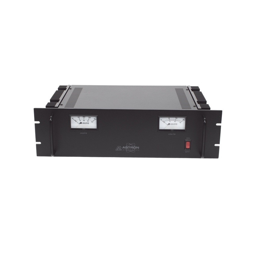 Fuente de poder  13.8Vcc, 35A, lineal regulada con circuito cargador de baterías, para instalación en rack