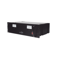 Fuente de poder 13.8Vcc, 50A, lineal regulada con circuito cargador de baterías, medidores, para instalación en rack