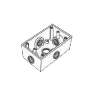 Caja Condulet FS de 3/4" (19.05 mm ) con cinco bocas a prueba de intemperie.