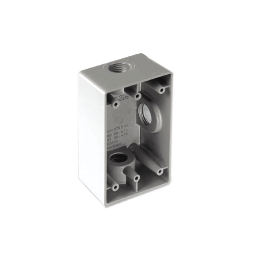 Caja Rectangular de 1"/ 3 Bocas/ Con Recubrimiento  exterior de PVC e interior Purpura.