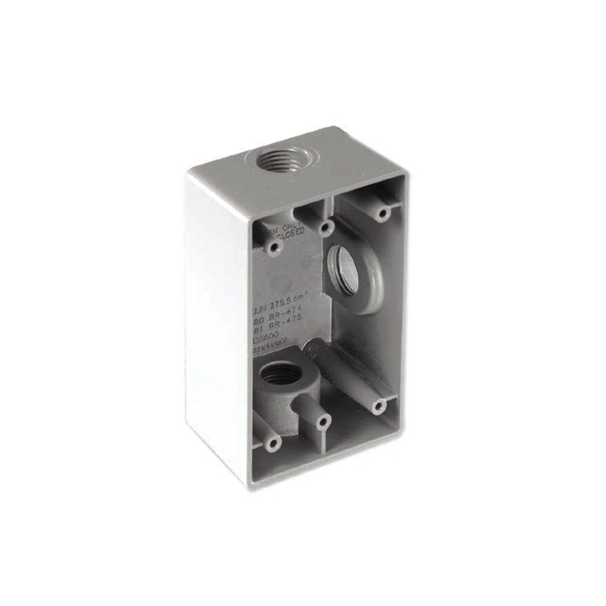 Caja Rectangular de 1"/ 3 Bocas/ Con Recubrimiento  exterior de PVC e interior Purpura.