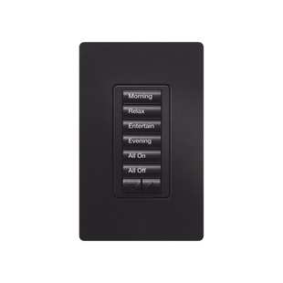 Teclado seetouch 6 botones, 2 botones subir/bajar, programe escenas diferentes en cada botón, color negro.