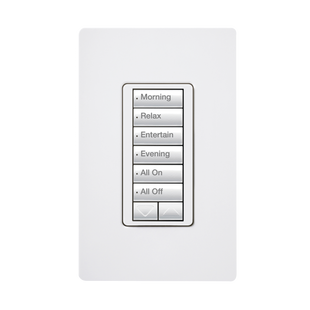 (RadioRA2) Teclado seetouch 6 botones, 2 botones subir/bajar, programe escenas diferentes en cada botón.
