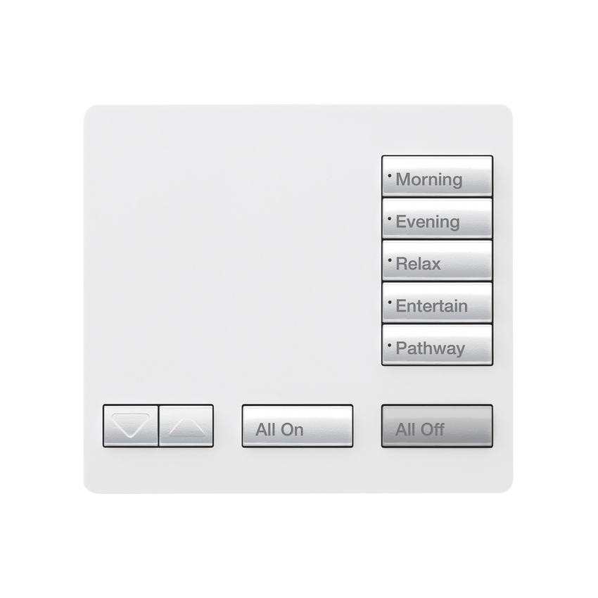 Teclado seetouch, sobre mesa 5 botones,  Botonera Retroiluminada / programe escenas diferentes en cada botón.