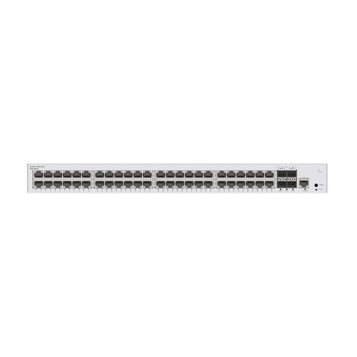 Switch de Acceso Gigabit Administrable PoE Capa 2 / 48 puertos 10/100/1000 Mbps (PoE) / 4 Puertos 1GE SFP Uplink / ERPS / IMGP Snooping / DHCP Snooping / PoE Perpetuo / 380W / Administración Nube Gratis