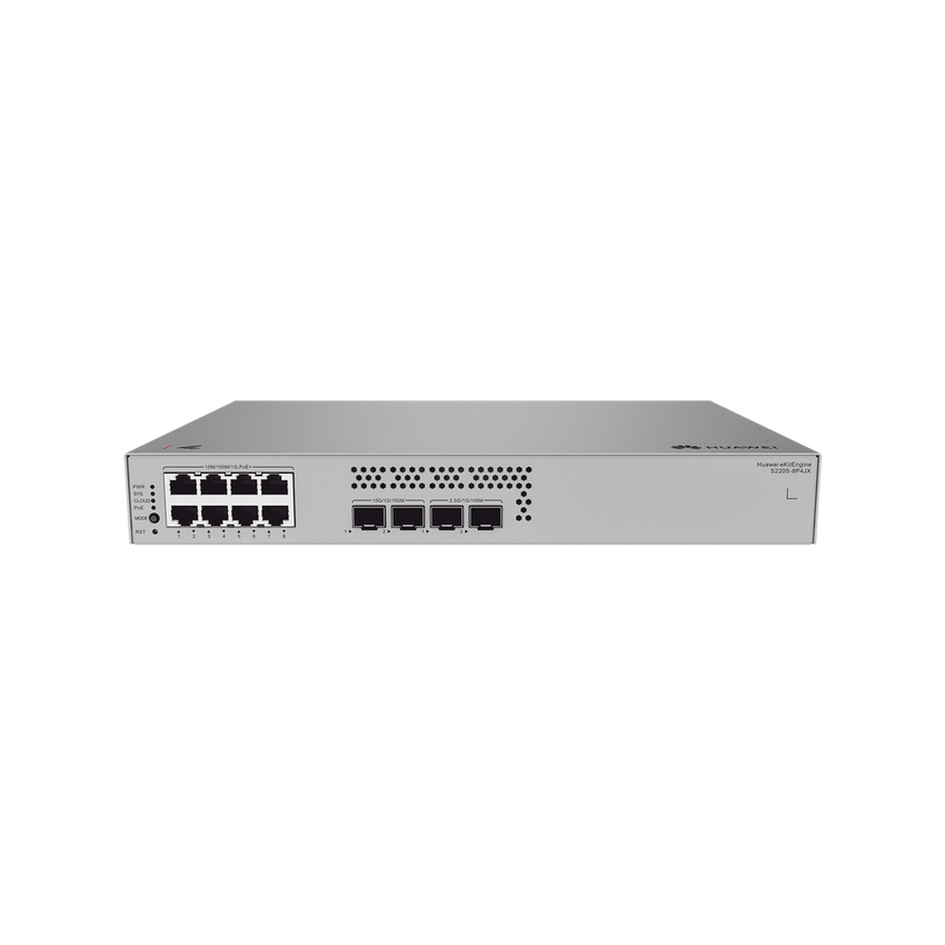 Switch de Acceso eKit Administrable / Capa 2 / 8 Puertos PoE+ Gigabit + 2 SFP + 2 SFP+ / PoE Perpetuo / Presupuesto PoE 128 W / Sin licenciamiento