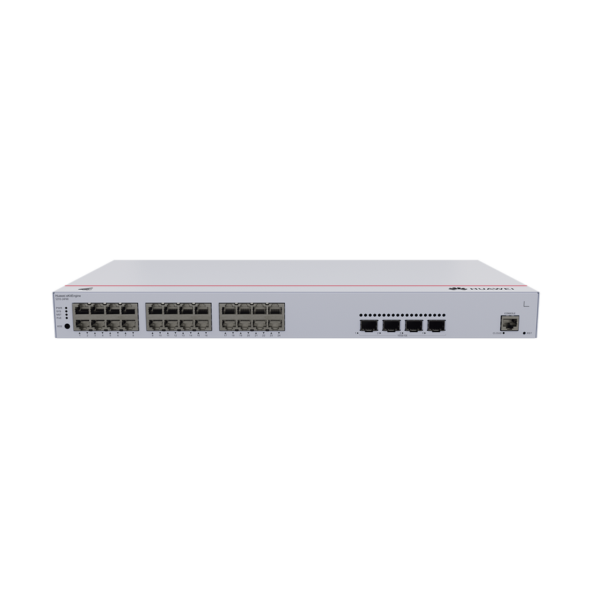 Switch de Distribución/Core Gigabit Administrable PoE Capa 3 / 24 puertos 10/100/1000 Mbps (PoE) / 4 Puertos 10GE SFP+ Uplink / ERPS / Rutas Estáticas / iStack / PoE Perpetuo / 400W / Administración Nube Gratis