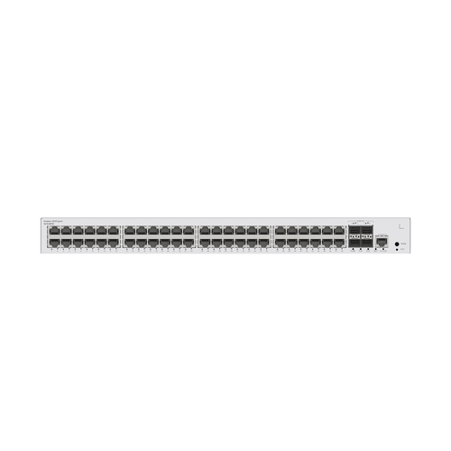 Switch de Distribución/Core Gigabit Administrable PoE Capa 3 / 48 puertos 10/100/1000 Mbps (PoE) / 4 Puertos 10GE SFP+ Uplink / ERPS / Rutas Estáticas / iStack / PoE Perpetuo / 380W / Administración Nube Gratis