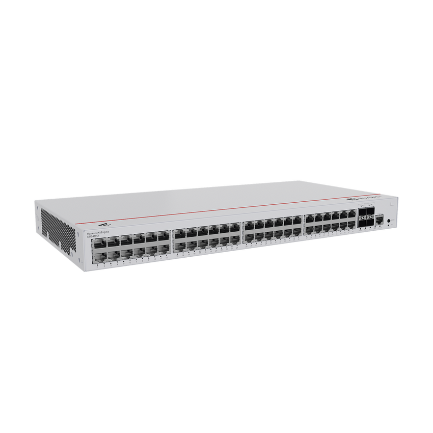 Switch de Distribución/Core Gigabit Administrable PoE Capa 3 / 48 puertos 10/100/1000 Mbps (PoE) / 4 Puertos 10GE SFP+ Uplink / ERPS / Rutas Estáticas / iStack / PoE Perpetuo / 380W / Administración Nube Gratis