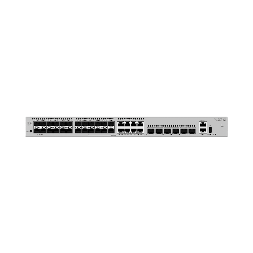 Switch Empresarial Core Gigabit Administrable  Capa 3 / 24 puertos 1GE SFP ( Combo con 8 Puertos 10/100/1000 Mbps) / 4 Puertos 10GE SFP+ Uplink / 2 Puertos 10GE SFP+ (Stack) / ERPS / Ruteo Dinámico (RIP, OSPF, IS-IS y BGP)  / iStack / Administraci&