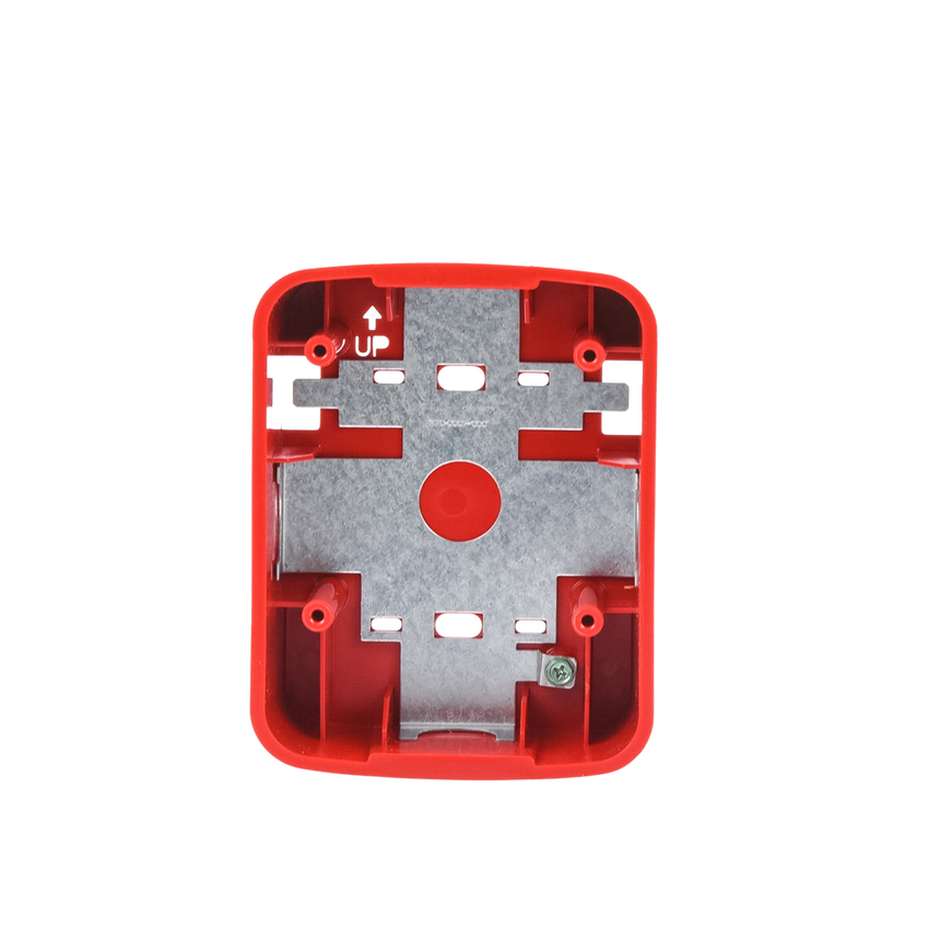 Caja de Montaje en Pared para Bocina y Bocina con Lampara Estroboscopica y para montaje en Techo de Bocinas, Color Rojo