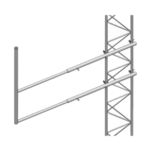 Brazo tipo "F" para tramos STZ-60G, galvanizado por inmersión caliente.