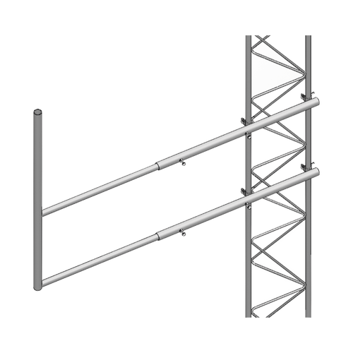 Brazo tipo "F" para tramos STZ-60G, galvanizado por inmersión caliente.