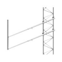 Brazo tipo "F" para tramos STZ-90G, galvanizado por Inmersión Caliente.
