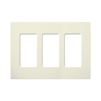 Placa de pared 3 espacios, color blanco, para atenuador (dimmer), switch ó control remoto PICO inalámbrico.