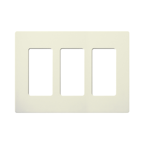 Placa de pared 3 espacios, color blanco, para atenuador (dimmer), switch ó control remoto PICO inalámbrico.