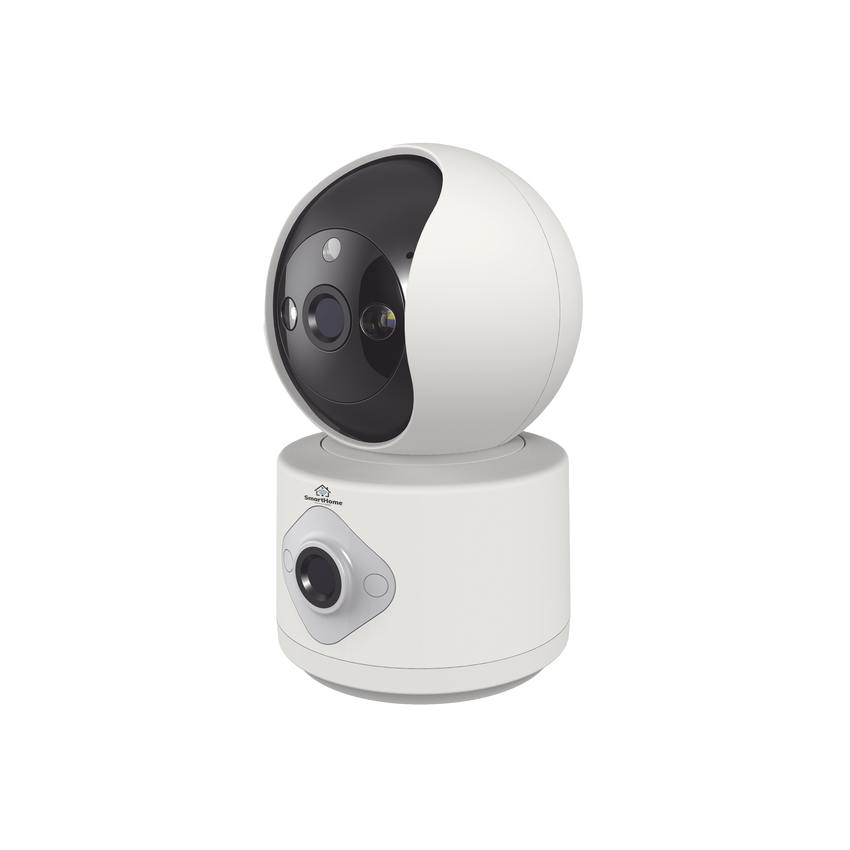 Camara doble lente 3mp| Wifi| autoseguimiento| Detección de movimiento| audio de 2 vias| almacenamiento hasta 128GB