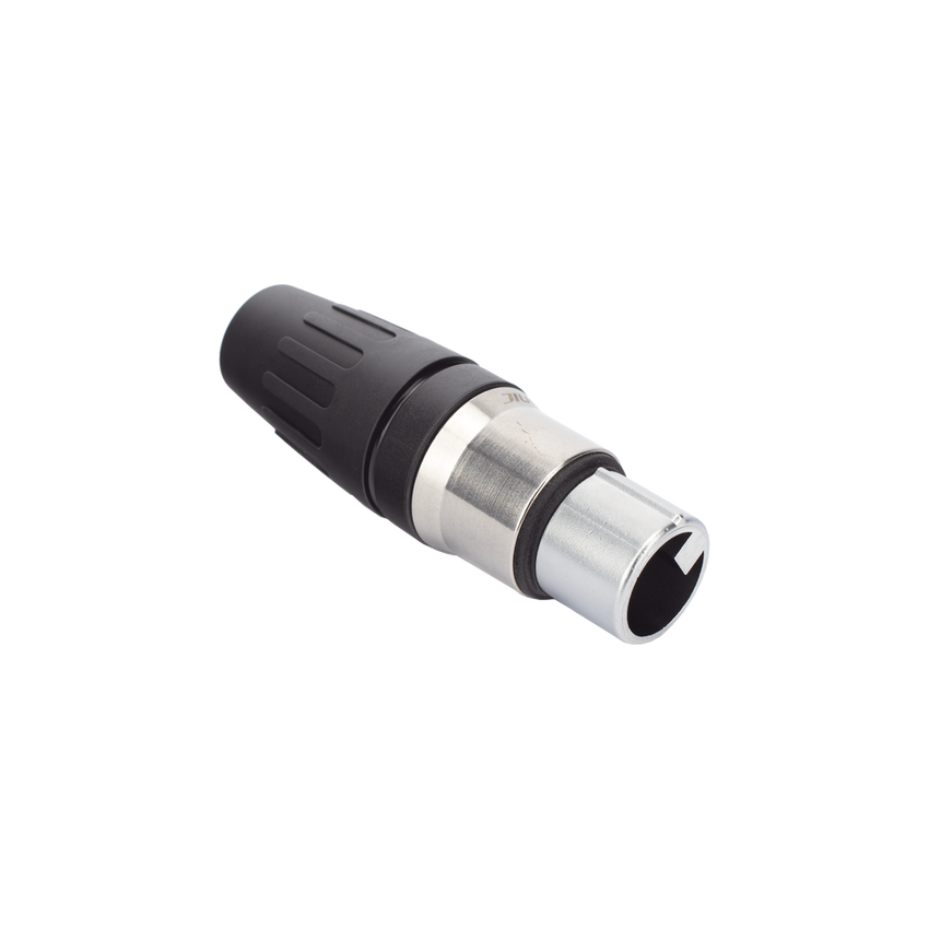 Conector hembra XLR de 3 núcleos con carcasa de acero inoxidable y contactos chapados en oro