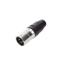 CONECTOR MACHO XLR DE 3 NÚCLEOS CON CARCASA DE ACERO INOXIDABLE Y CONTACTOS CHAPADOS EN ORO
