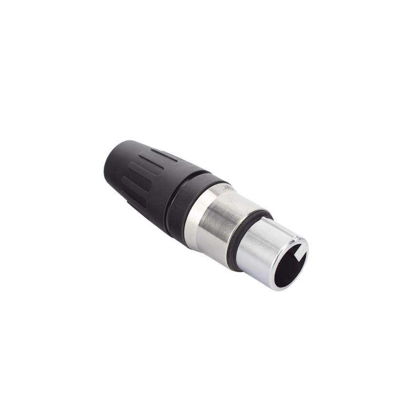 CONECTOR MACHO XLR DE 3 NÚCLEOS CON CARCASA DE ACERO INOXIDABLE Y CONTACTOS CHAPADOS EN ORO