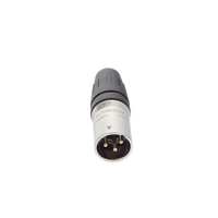CONECTOR MACHO XLR DE 3 NÚCLEOS CON CARCASA DE ACERO INOXIDABLE Y CONTACTOS CHAPADOS EN ORO