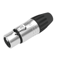 XLR conector de cable hembra, carcasa cromada perla, contactos plateados
