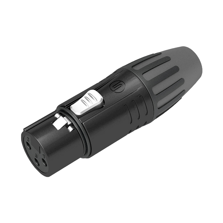 Conector XLR hembra | Carcasa Enchapada en Negro | Contactos Enchapados en Plata |