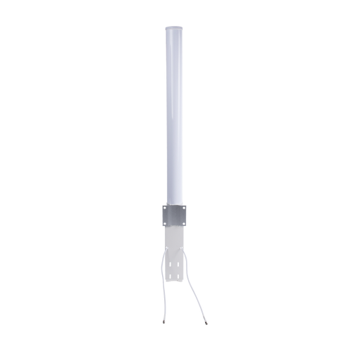 Antena Omnidireccional en 2.4 GHz, Rango de Frecuencias (2.3 - 2.5 GHz), Ganancia de 10 dBi, Doble Polaridad MIMO 2x2, Incluye Jumpers