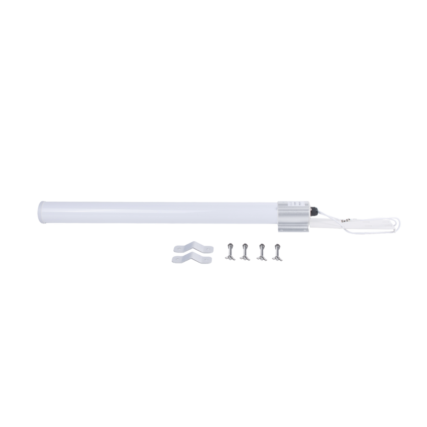Antena Omnidireccional en 2.4 GHz, Rango de Frecuencias (2.3 - 2.5 GHz), Ganancia de 10 dBi, Doble Polaridad MIMO 2x2, Incluye Jumpers