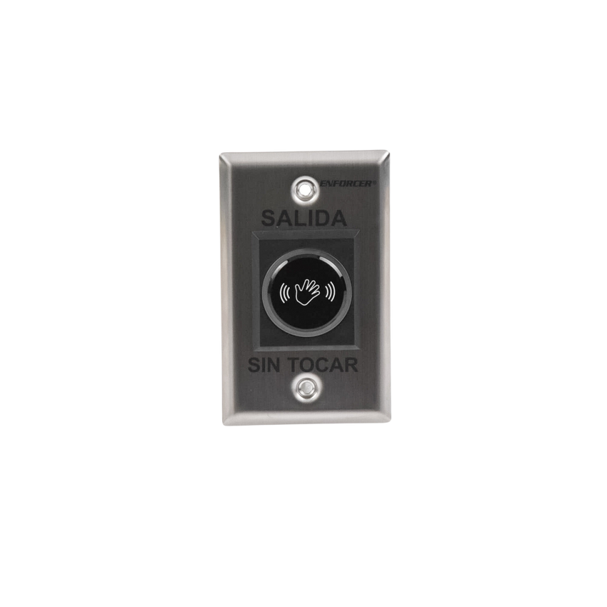 Botón de Salida sin Contacto / Sensor IR / Iluminado / Normalmente Abierto y Cerrado / Distancia Ajustable de Detección /  Rele Ajustable de 0.5 a 30 Segundos / Uso Interior