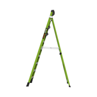 Escalera de 3.05 m Capacidad máxima de 170 Kg, inclinada, de fibra de vidrio con almohadilla de pared giratoria.