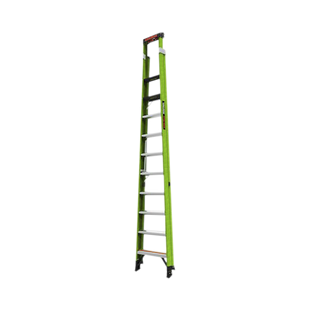 Escalera de 3.65 m Capacidad máxima de 170 Kg, inclinada, de fibra de vidrio con almohadilla de pared giratoria.