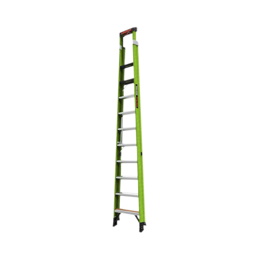 Escalera de 3.65 m Capacidad máxima de 170 Kg, inclinada, de fibra de vidrio con almohadilla de pared giratoria.