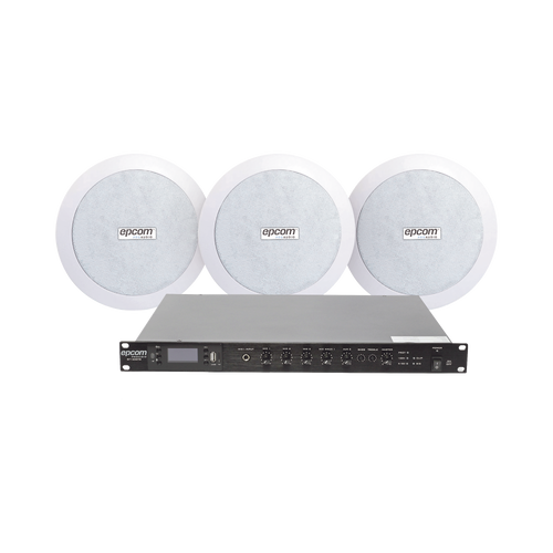 KIT de Amplificador de 120W para Rack SF120DTB | 3 Altavoces de Plafón de 5.5in SF-206P | 3.75 - 30W | Sistema 70/100V