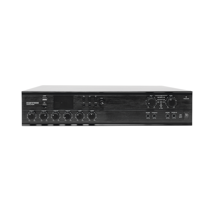 Amplificador Mezclador Matricial | 2 zonas | 240w por canal | 6 entradas | Receptor de medios