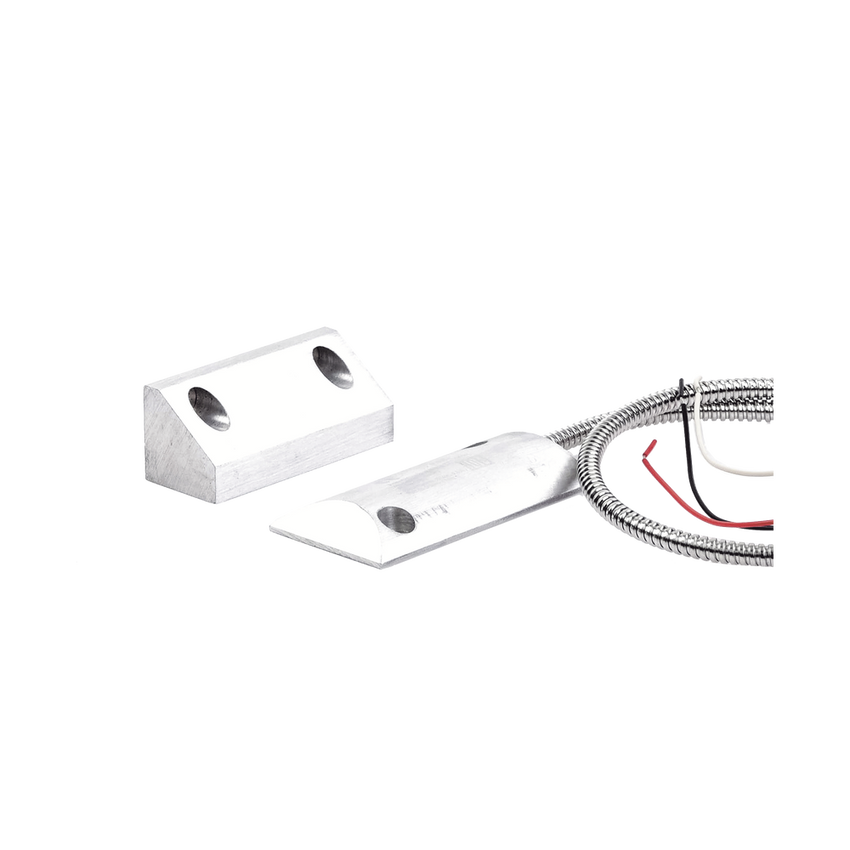 Contacto Magnético para Piso, Salida Dual NC/NA, GAP 65mm, Cubierta de Aluminio con 55cm de Cable Blindado