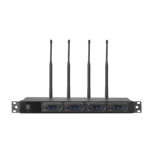 Receptor UHF para 4 micrófonos inalámbricos / Pantalla LCD de cristal liquido