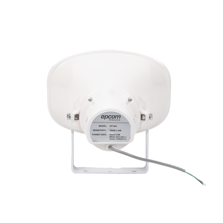 Altavoz para Exterior | Tipo Trompeta | 15-30W | 70/100V | IP66 | Material ABS | Bracket de Metal