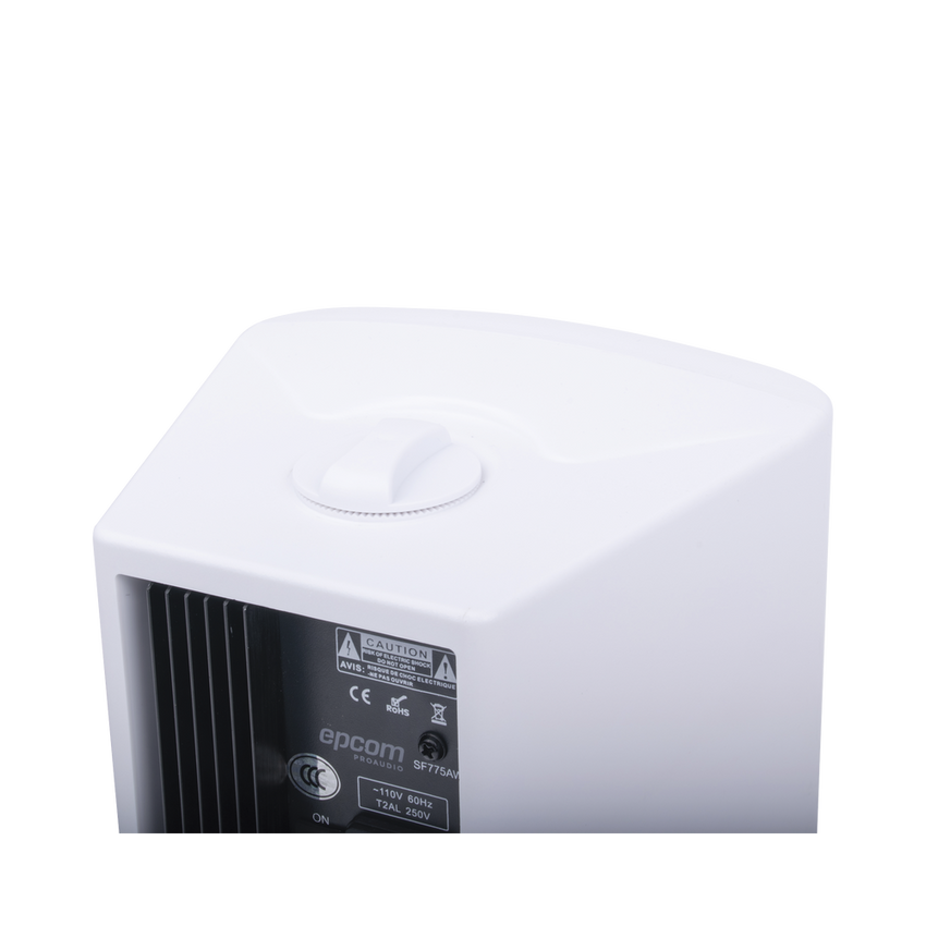 Altavoces Amplificada de Montaje en Pared 5"+1.5" | RMS 20W@8ohms y Pasivo 20W | Material ABS | Reja Metálica | Bracket de Metal | Color Blanco