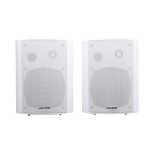 Altavoces Amplificada de Montaje en Pared 5"+1.5" | RMS 20W@8ohms y Pasivo 20W | Material ABS | Reja Metálica | Bracket de Metal | Color Blanco