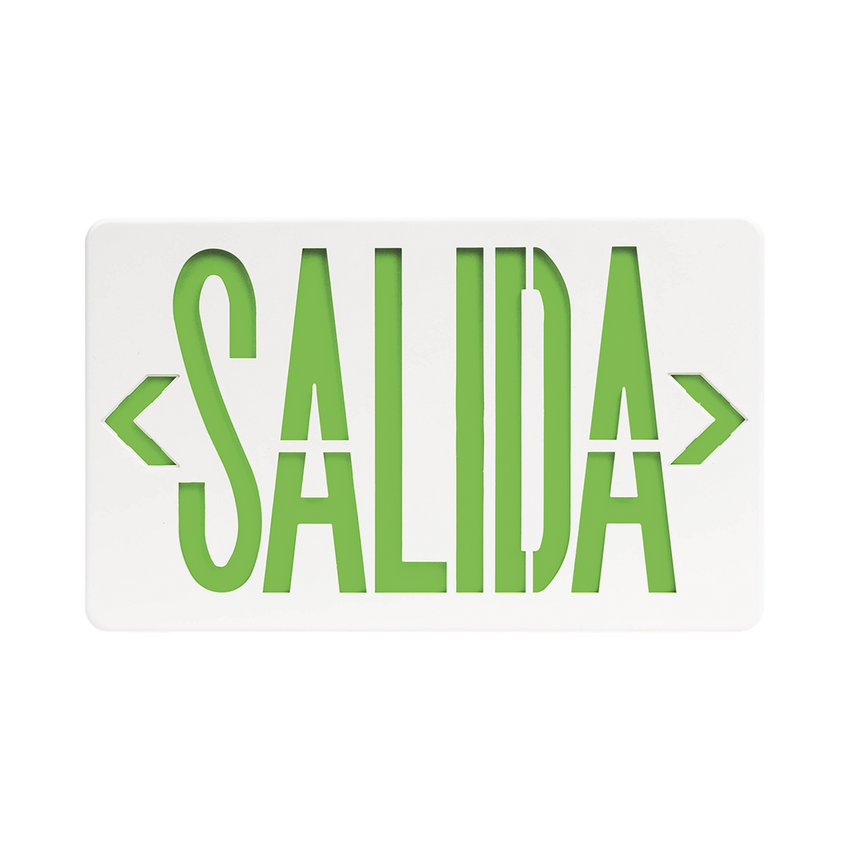 Letrero LED DUAL de SALIDA Universal con alto brillo/uso en pared, lateral o techo/Batería de Respaldo Incluida.