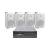 KIT de Amplificador de 120W para Escritorio | 4 Altavoces de Pared color Blanco 2.5W - 20W | Sistema 70/100V
